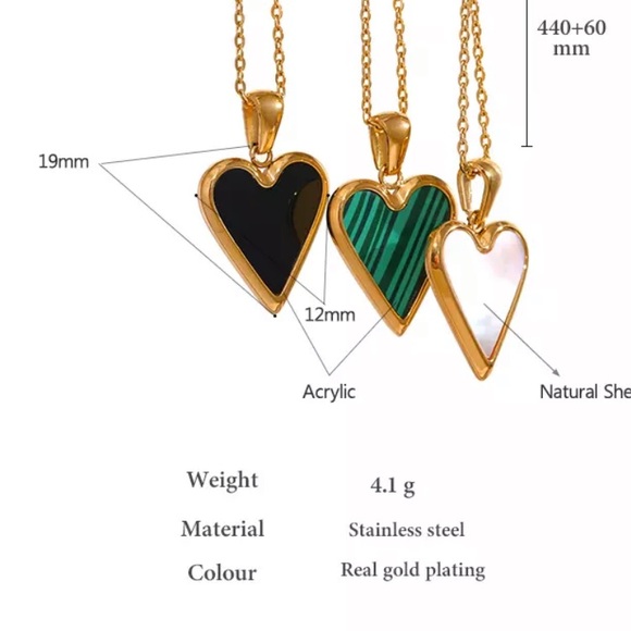 💚Gold plated Green heart necklace - Picture 3 of 5